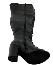Milwaukee Leather MBL9421 Women's Black Lace-Up Knee-High Fashion Casual Boots with Open Toe