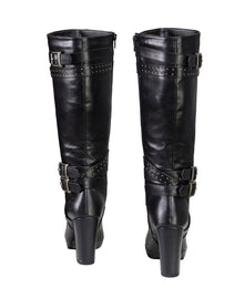 Milwaukee Leather MBL9422 Women's Tall Black Studded Strap Fashion Casual Boots with Platform Heel