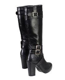 Milwaukee Leather MBL9422 Women's Tall Black Studded Strap Fashion Casual Boots with Platform Heel