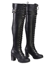 Milwaukee Leather MBL9424 Women's Black Above the Knee Lace-Up Fashion Casual Boots