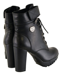 Milwaukee Leather MBL9425 Women's Black Lace-Up Fashion Boots with Double Height Option