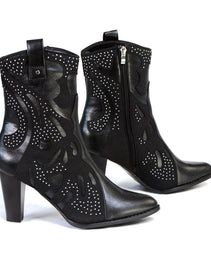 Milwaukee Leather MBL9429 Women's Black Western Style Fashion Casual Boots with Studded Bling