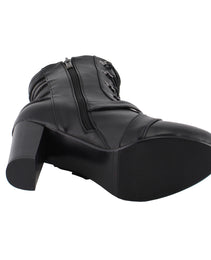 Milwaukee Leather MBL9431 Women's Black Lace-Up Fashion Boots with Block Heel and Buckle Strap