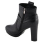 Milwaukee Leather MBL9432 Women's Black Harness Ankle Fashion Boots with Block Heel