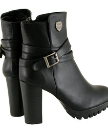 Milwaukee Performance MBL9435 Women's Black Double Strap Side Zipper Boots with Platform Heel