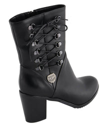 Milwaukee Leather Women's Black Lace-Side Fashion Motorcycle Riding Boots MBL9436