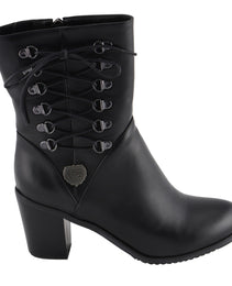 Milwaukee Leather Women's Black Lace-Side Fashion Motorcycle Riding Boots MBL9436
