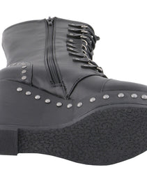 Milwaukee Leather MBL9438 Women's Black Tall Lace-Up Fashion Casual Boots with Platform Wedge