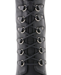 Milwaukee Leather MBL9438 Women's Black Tall Lace-Up Fashion Casual Boots with Platform Wedge