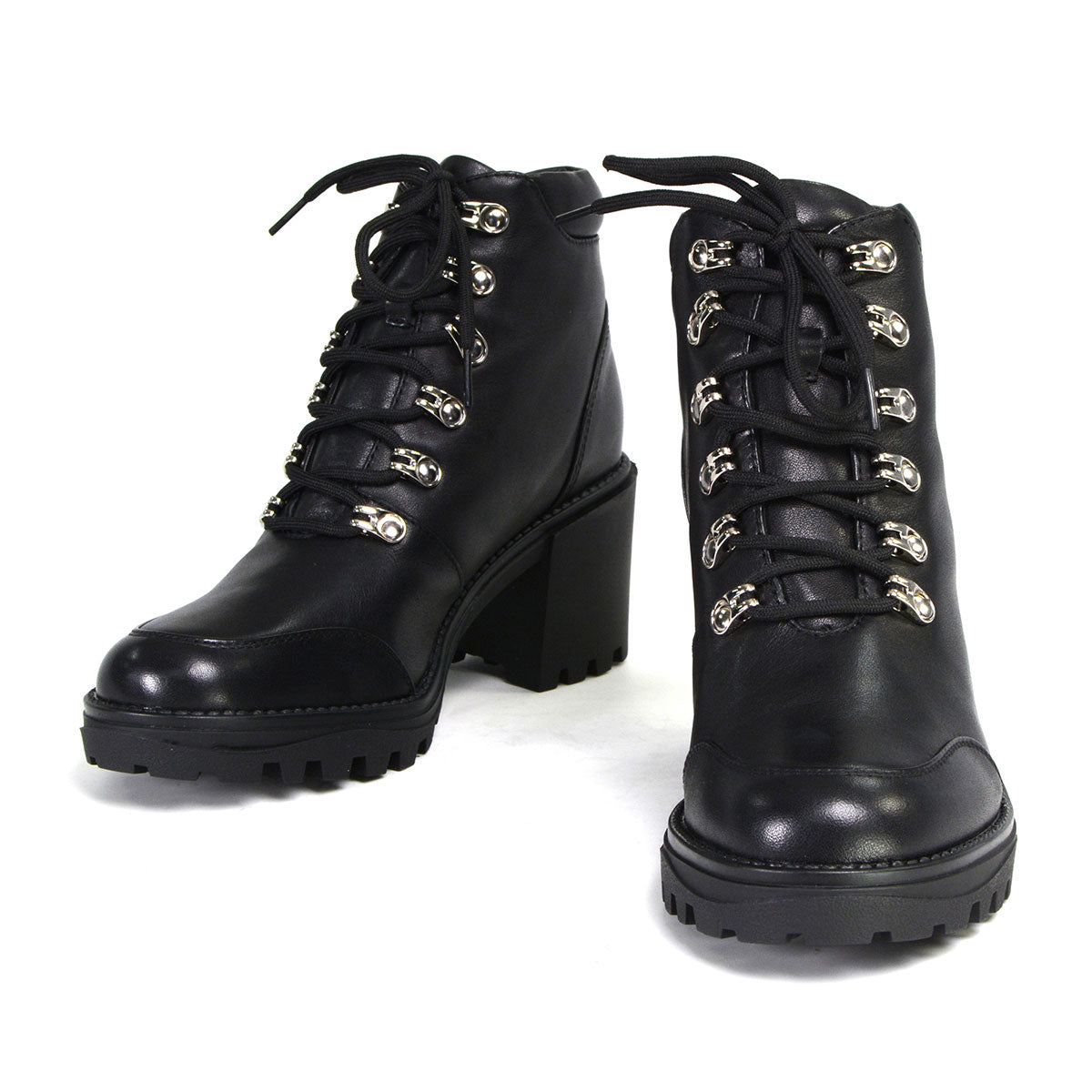 Milwaukee Leather MBL9439 Women's ‘Devine’ Black Leather Lace-Up Fashion Boots with Platform Heel