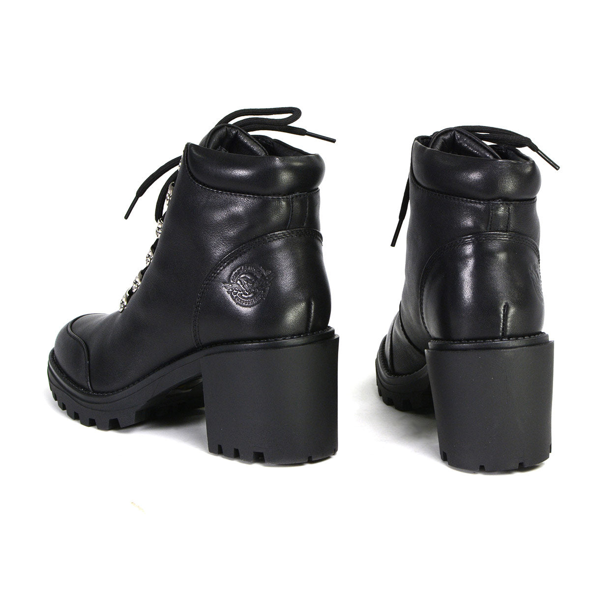 Milwaukee Leather MBL9439 Women's ‘Devine’ Black Leather Lace-Up Fashion Boots with Platform Heel