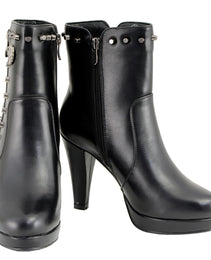 Milwaukee Leather MBL9440 Women's Black Spiked Fashion Boots w/ Side Zippers