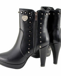 Milwaukee Leather MBL9440 Women's Black Spiked Fashion Boots w/ Side Zippers