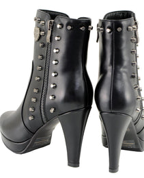 Milwaukee Leather MBL9440 Women's Black Spiked Fashion Boots w/ Side Zippers