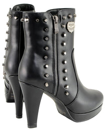 Milwaukee Leather MBL9440 Women's Black Spiked Fashion Boots w/ Side Zippers