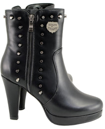 Milwaukee Leather MBL9440 Women's Black Spiked Fashion Boots w/ Side Zippers