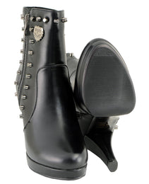 Milwaukee Leather MBL9440 Women's Black Spiked Fashion Boots w/ Side Zippers