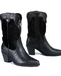Milwaukee Leather MBL9441 Women's Black Western Style Fashion Boots with Black Snake Print