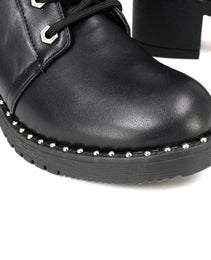 Milwaukee Leather MBL9442 Women's Black Lace-Up Tall Biker Fashion Boots with Platform Heel & Studs