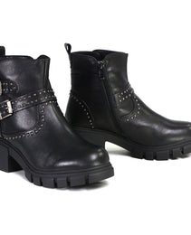 Milwaukee Leather MBL9446 Women's ‘Siren’ Premium Black Studded Fashion Boots w/ Side Zippers
