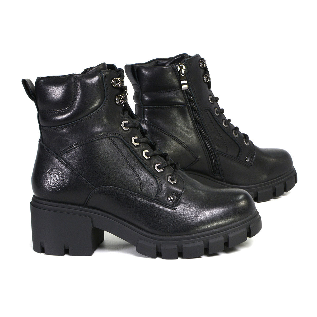 Milwaukee Leather MBL9447 Women's ‘Garter’ Premium Black Leather Lace-Up Fashion Motorcycle Boots