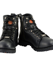 Milwaukee Leather Men's Black Leather Lace-Up Motorcycle Rider Boots with Side Zipper MBM100