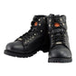 Milwaukee Leather MBM100 Men's Black Leather Lace-Up Motorcycle Boots with Side Zipper