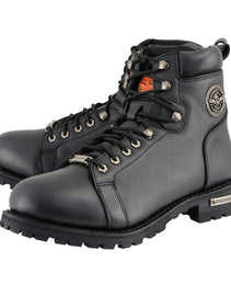 Milwaukee Leather Men's Black Leather Lace-Up Motorcycle Rider Boots with Side Zipper MBM100