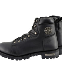 Milwaukee Leather Men's Black Leather Lace-Up Motorcycle Rider Boots with Side Zipper MBM100