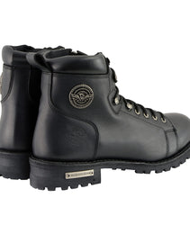 Milwaukee Leather Men's Black Leather Lace-Up Motorcycle Rider Boots with Side Zipper MBM100
