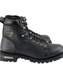 Milwaukee Leather Men's Black Leather Lace-Up Motorcycle Rider Boots with Side Zipper MBM100