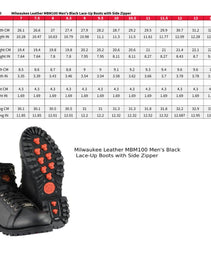 Milwaukee Leather Men's Black Leather Lace-Up Motorcycle Rider Boots with Side Zipper MBM100