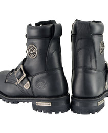 Milwaukee Leather MBM101W Men's Black Leather Wide-Width Lace-Up Engineer Motorcycle Boots w/ Side Zipper Entry
