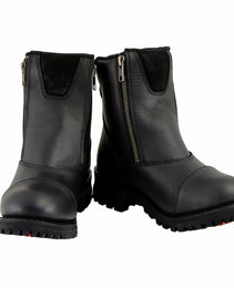 Milwaukee Leather MBM102 Men's Black Smooth Double Sided Zipper Entry Motorcycle Leather Boots