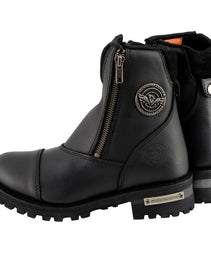 Milwaukee Leather MBM102 Men's Black Smooth Double Sided Zipper Entry Motorcycle Leather Boots