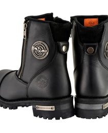 Milwaukee Leather MBM102 Men's Black Smooth Double Sided Zipper Entry Motorcycle Leather Boots