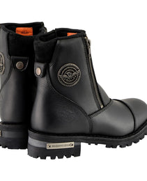 Milwaukee Leather MBM102 Men's Black Smooth Double Sided Zipper Entry Motorcycle Leather Boots