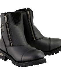 Milwaukee Leather MBM102 Men's Black Super Clean Double Sided Zipper Entry Motorcycle Leather Boots