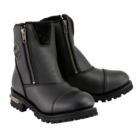 Milwaukee Leather MBM102 Men's Black Super Clean Double Sided Zipper Entry Motorcycle Leather Boots