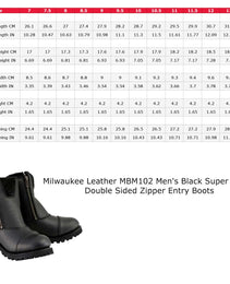 Milwaukee Leather MBM102 Men's Black Smooth Double Sided Zipper Entry Motorcycle Leather Boots