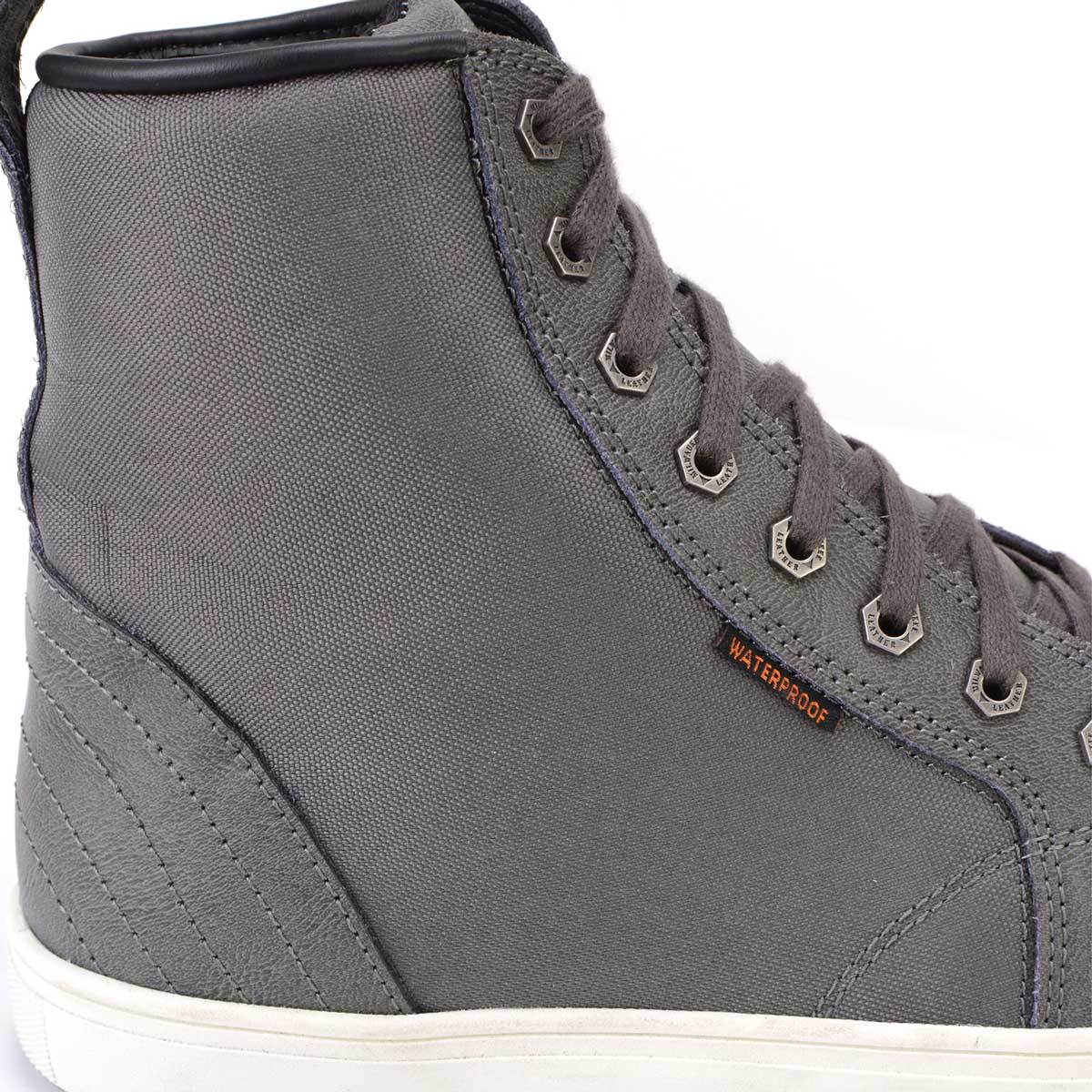 Milwaukee Leather MBM9003WP Men's Grey Leather and Canvas Reinforced Street Riding Waterproof Shoes with Ankle Support