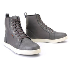 Milwaukee Leather MBM9003WP Men's Grey Leather and Canvas Reinforced Street Riding Waterproof Shoes with Ankle Support