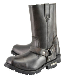 Milwaukee Leather Men's Distressed Brown Leather Wide Width 11-inch Square Toe Harness  Motorcycle Boots MBM9005W