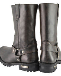 Milwaukee Leather Men's Distressed Brown Leather Wide Width 11-inch Square Toe Harness  Motorcycle Boots MBM9005W