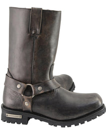 Milwaukee Leather Men's Distressed Brown Leather Wide Width 11-inch Square Toe Harness  Motorcycle Boots MBM9005W