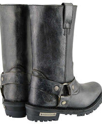 Milwaukee Leather Men's Distressed Gray Leather 11-inch Classic Harness Square Toe Motorcycle Boots MBM9006