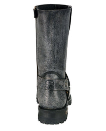 Milwaukee Leather Men's Distressed Gray Leather 11-inch Classic Harness Square Toe Motorcycle Boots MBM9006