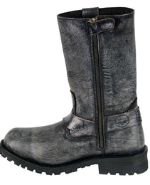 Milwaukee Leather Men's Distressed Gray Leather 11-inch Classic Harness Square Toe Motorcycle Boots MBM9006