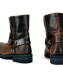 Milwaukee Leather Men's Brown Two-Tone Full Grain Leather Easy Pull-On Motorcycle Harness Boots MBM9008