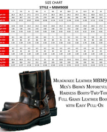 Milwaukee Leather Men's Brown Two-Tone Full Grain Leather Easy Pull-On Motorcycle Harness Boots MBM9008